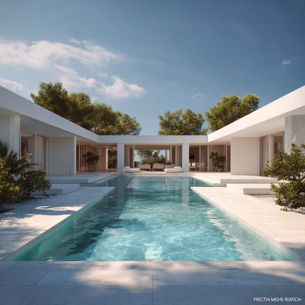 Natural stone pool with Mediterranean light